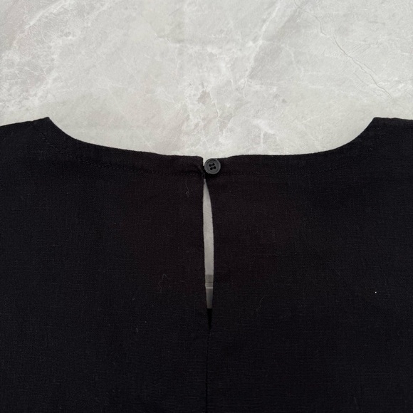 Women’s DKNY Pure Dropped Shoulder Linen Blend Top Black Size XL - Picture 9 of 14